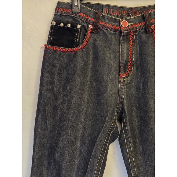 Black Carpet Mens Jeans 36×34 Black With Decorated Pockets Authentic Quality Y2K - Picture 2 of 15